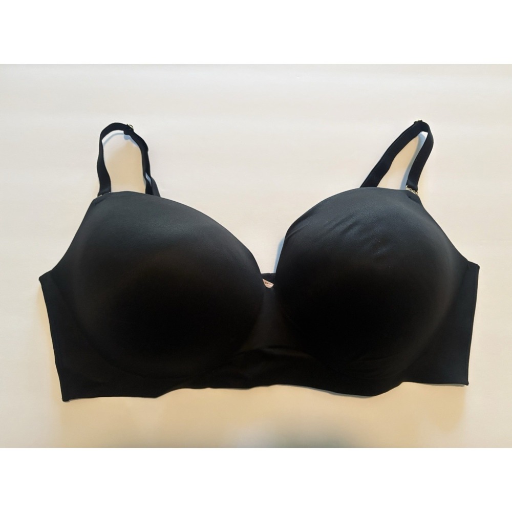 Victoria's Secret 44 DD Padded No Wire Plunge Black Bra W Gold Hardware NWOT